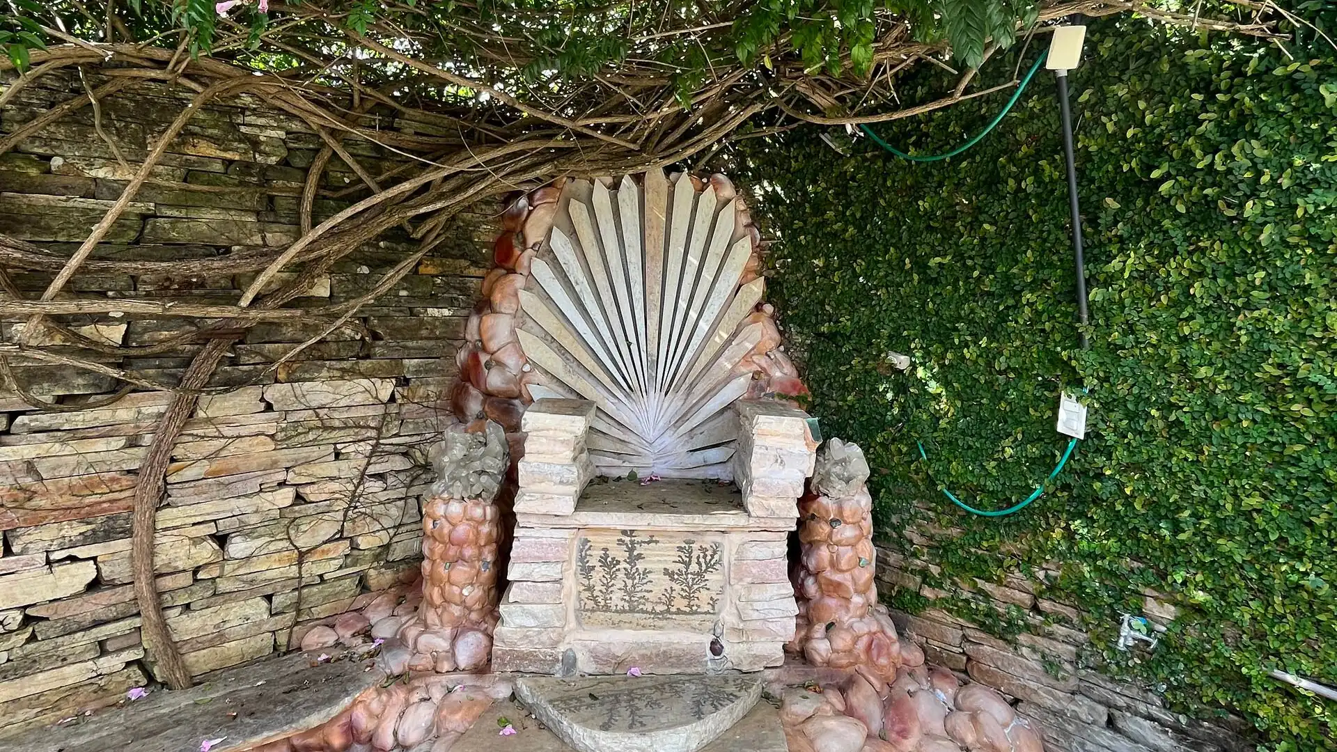 O Trono de Pedra entre plantas